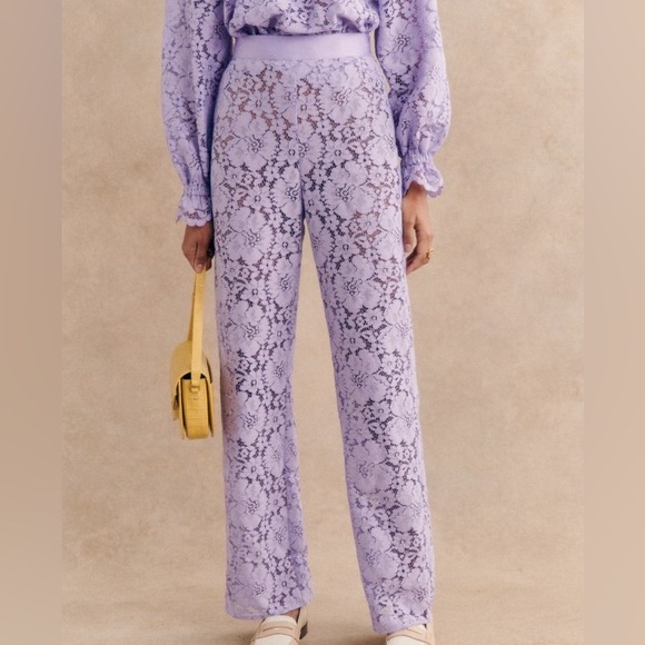 Sezane Lilac Lace Pants - Picture 1 of 2
